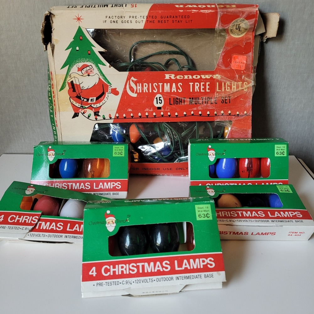 Renown Christmas Trim Tree Lights Set C9 1/4 Multi Color Vintage Holiday Decor